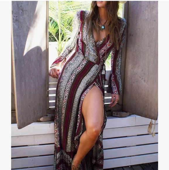Bohemian Multicolor Maxi Dress - Picture 3 of 16